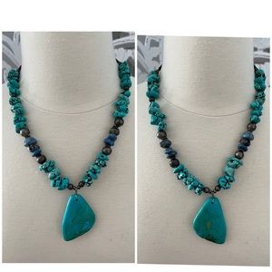 Turquoise Pendant Necklace 20”